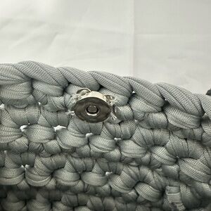Handmade Crochet T-Shirt Yarn Bag – Dark & Light Grey